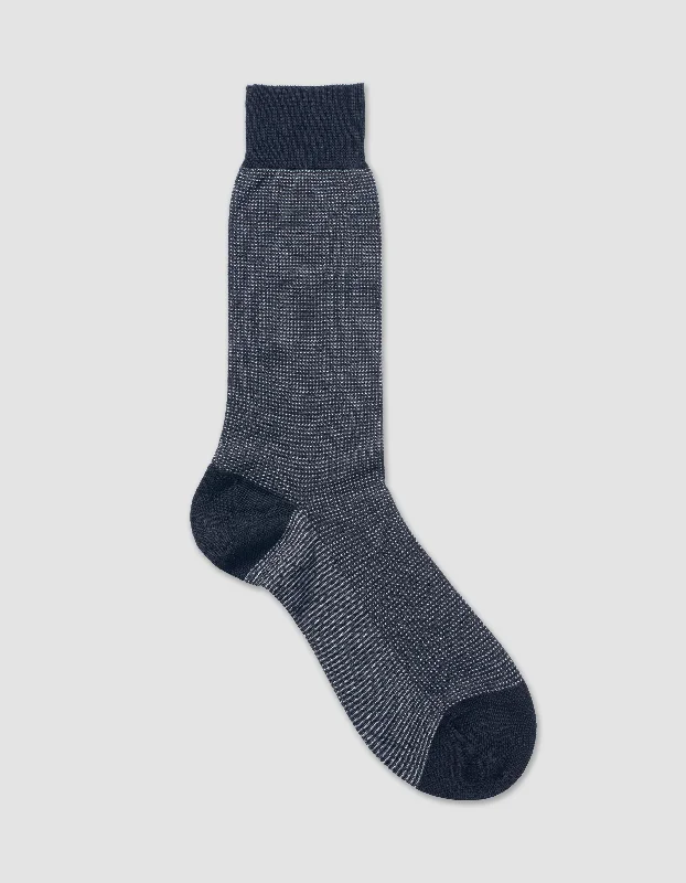 3 COLOR BIRDSEYE COTTON MID-CALF SOCKS - BLACK