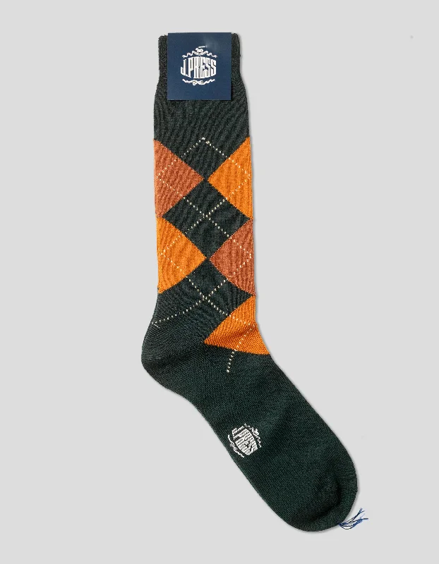 ARGYLE WOOL SOCKS - GREEN/GOLD