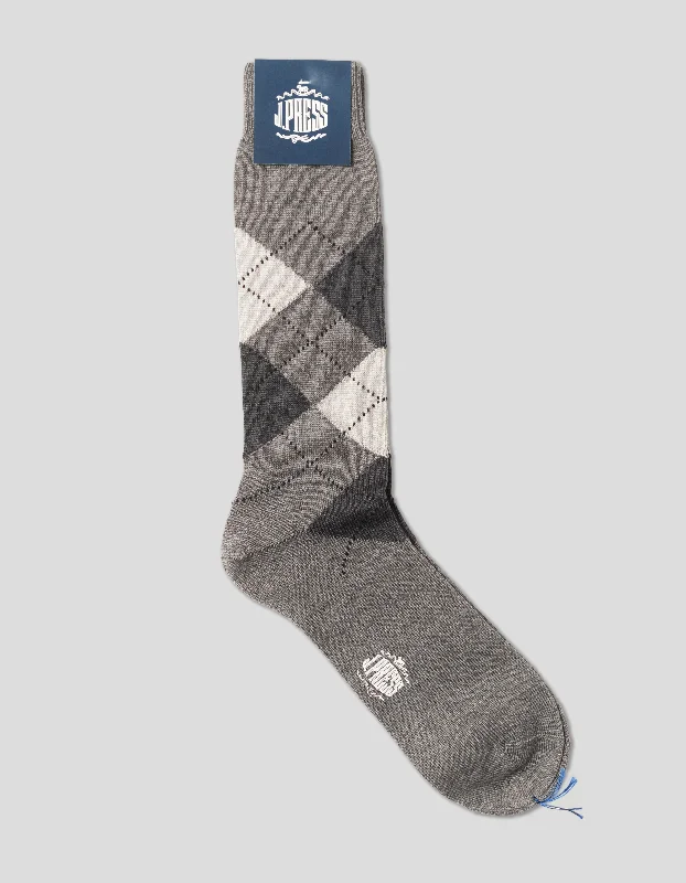 ARGYLE WOOL SOCKS - GREY/CHARCOAL