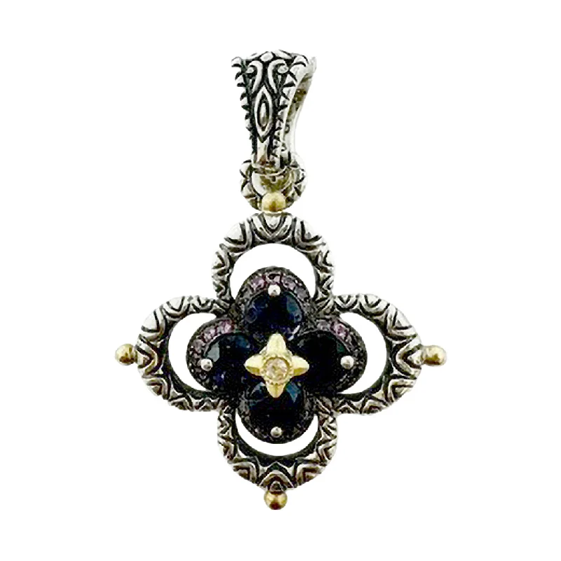 women's cotton dressesBarbara Bixby Sterling Silver and 18K Gold Flower Pendant with Iolite