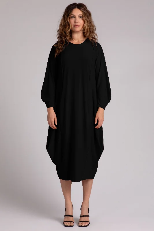 women's ball gown dressesEasy Crew Neck Lantern Dress | Black