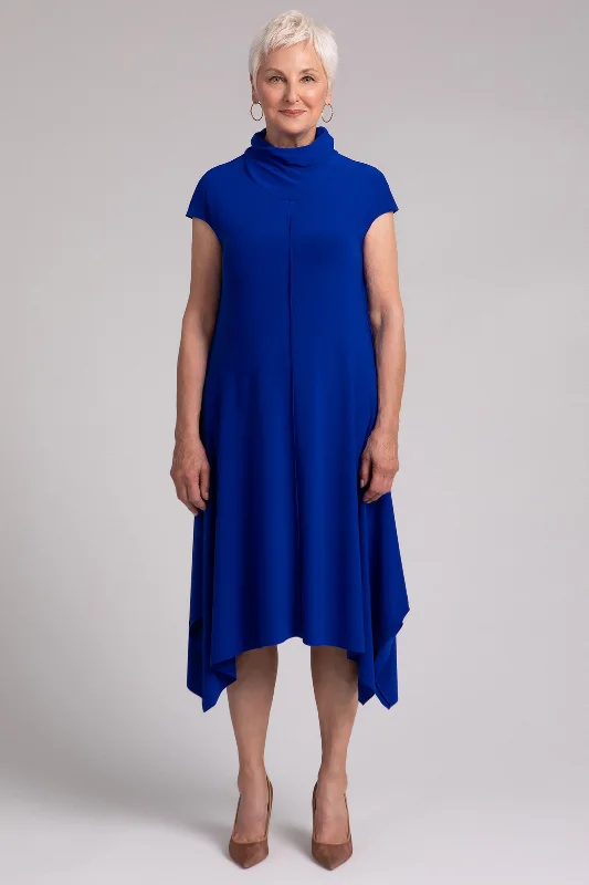 A-Line DressFlounce Funnel Neck Dress | Lapis