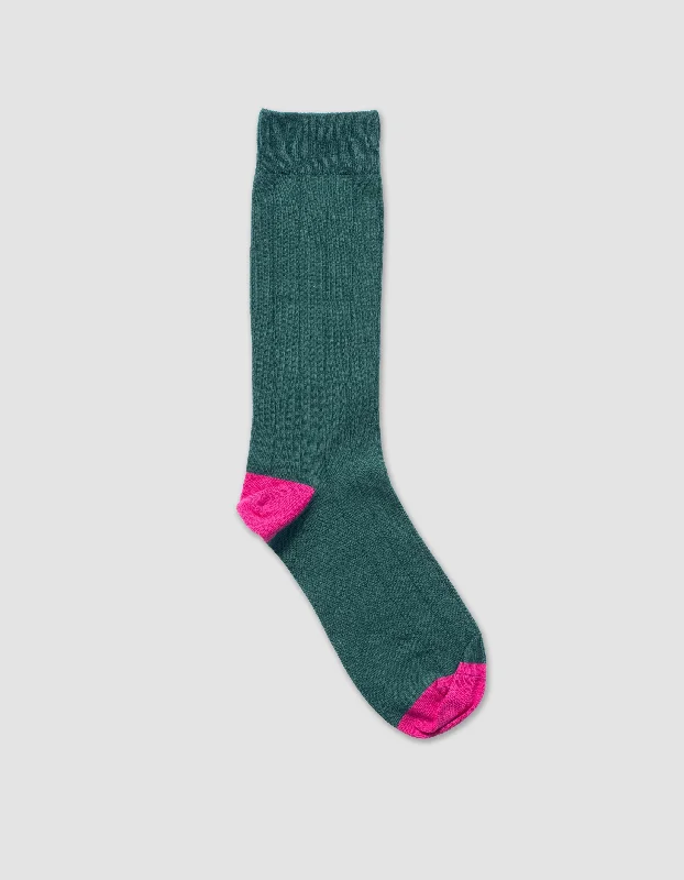 HEEL AND TOE COTTON MID CALF SOCKS - GREEN