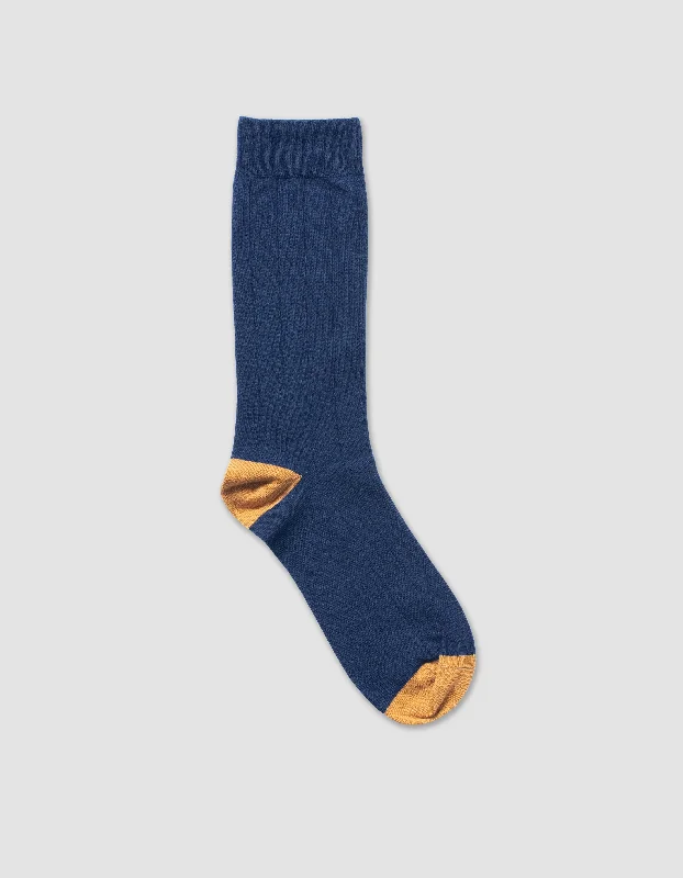 HEEL AND TOE COTTON MID CALF SOCKS - NAVY