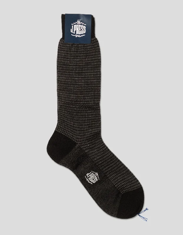 HOUNDSCHECK WOOL SOCKS - BLACK/GREY