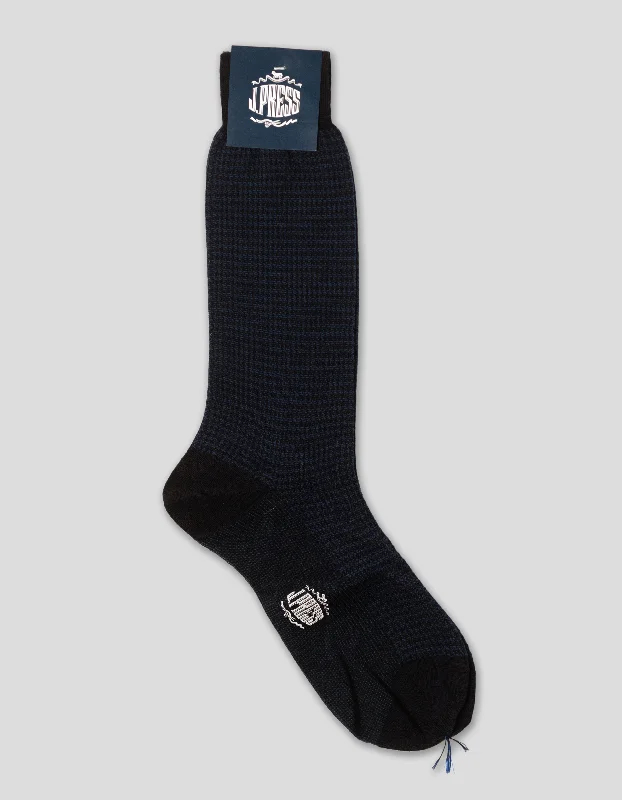 HOUNDSCHECK WOOL SOCKS - NAVY/BLUE