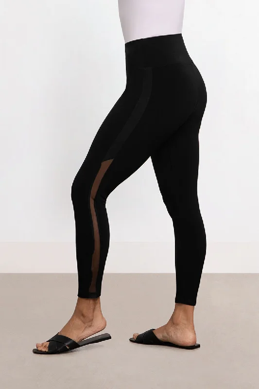 Fit-And-Flare DressNu Tuxedo Legging with Mesh | Black