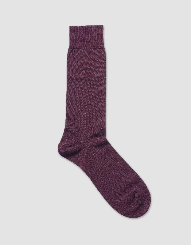 PIN DOT COTTON MID-CALF SOCKS - BURGUNDY