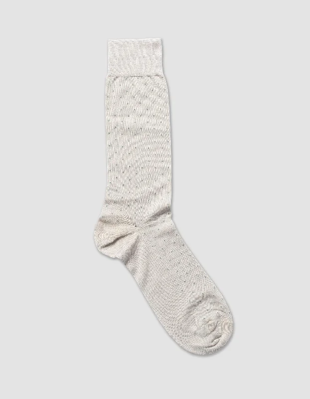 PIN DOT COTTON MID-CALF SOCKS - NATURAL