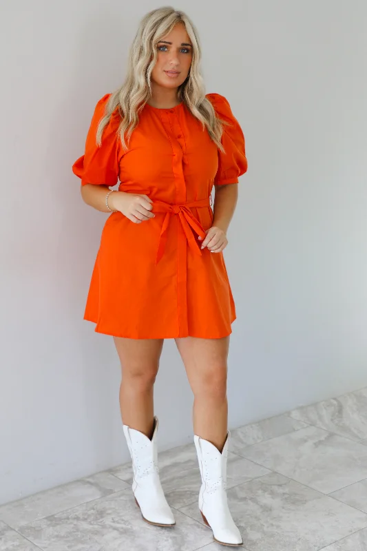 women's flutter-sleeved dressesPlay The Game Dress: Orange