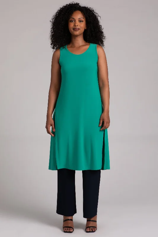 Casual DressSleeveless High Slit Over Under | Emerald