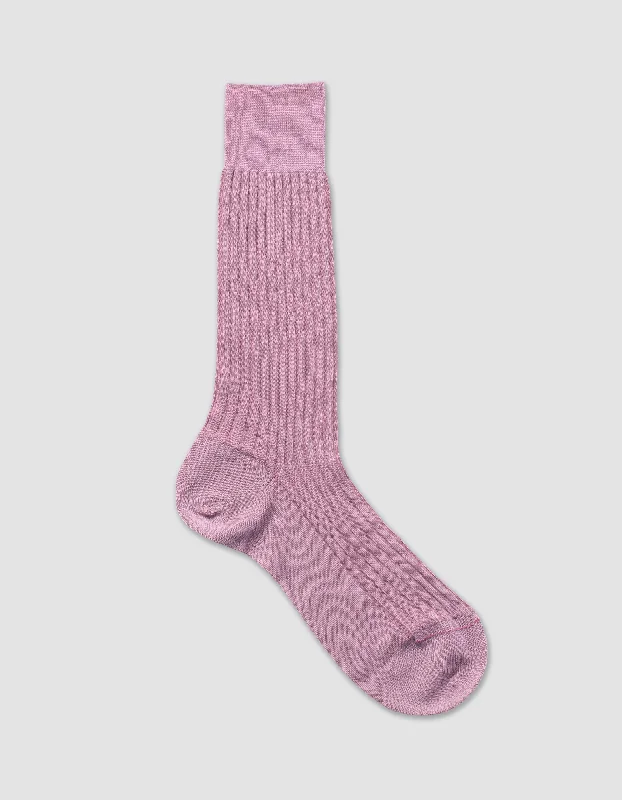 SOLID MERINO MID CALF SOCKS - PINK