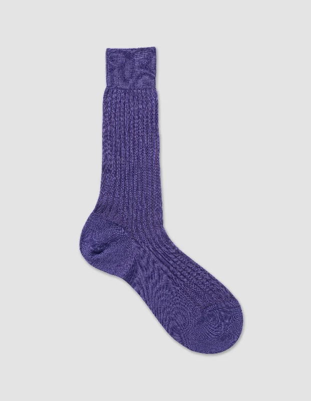 SOLID MERINO MID CALF SOCKS - PURPLE