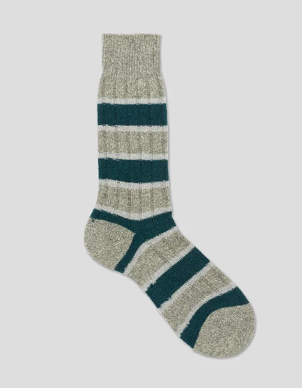 STRIPED CASHMERE SOCKS - GREEN