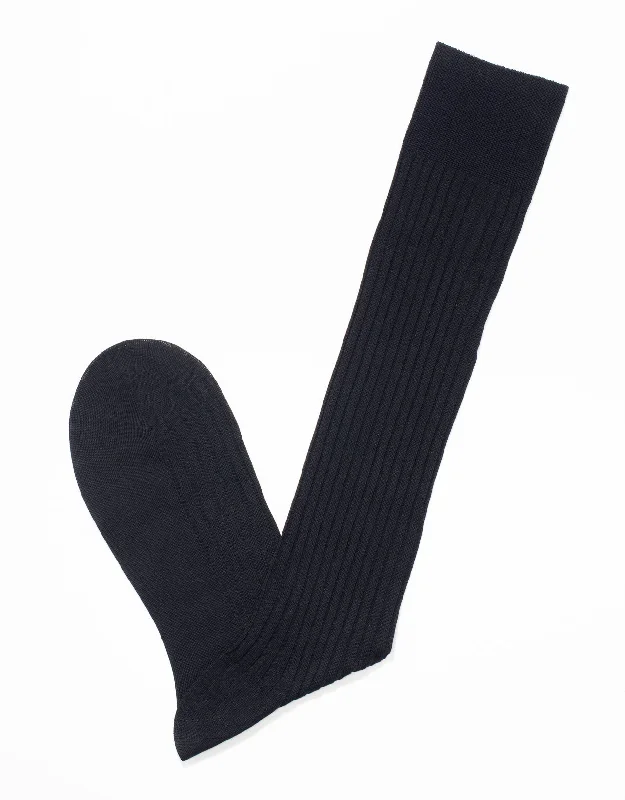 BLACK OVER THE CALF WOOL SOCKS