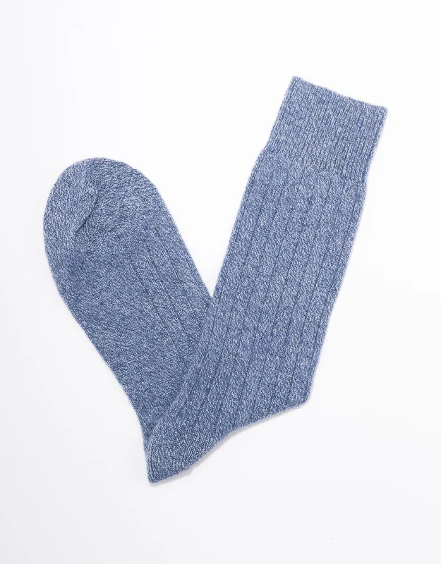 CASHMERE SOLID SOCKS - DENIM