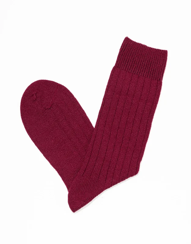 MERINO SOLID SOCKS - BURGUNDY