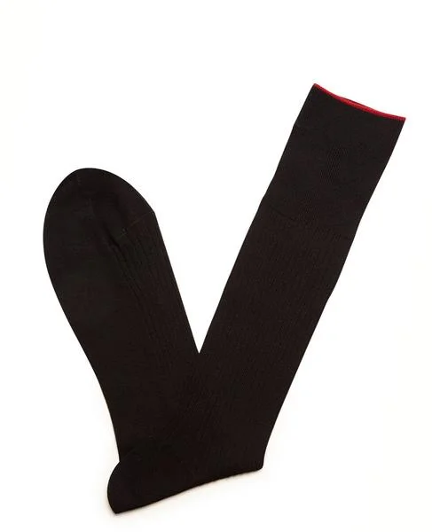 BLACK MID-CALF HOSE COTTON SOCKS