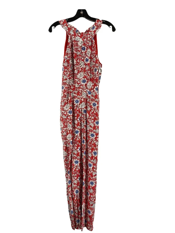 women's jumpsuits with flutter sleevesRed Jumpsuit Loft, Size 4