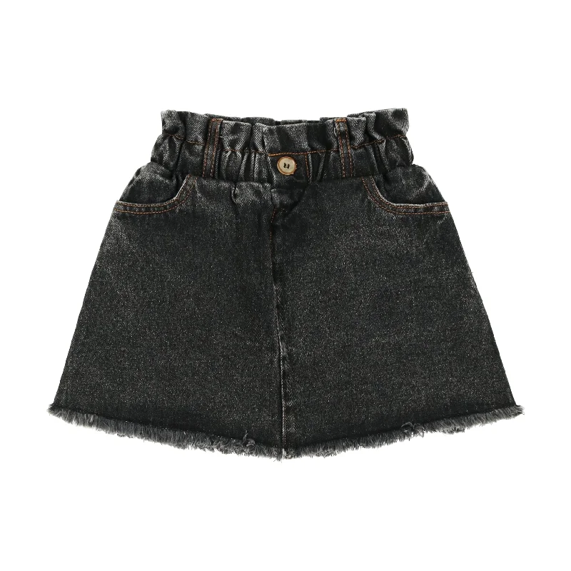 women's chic wrap skirtsAnalogie Fringe Denim Skirt - Structured Black Denim