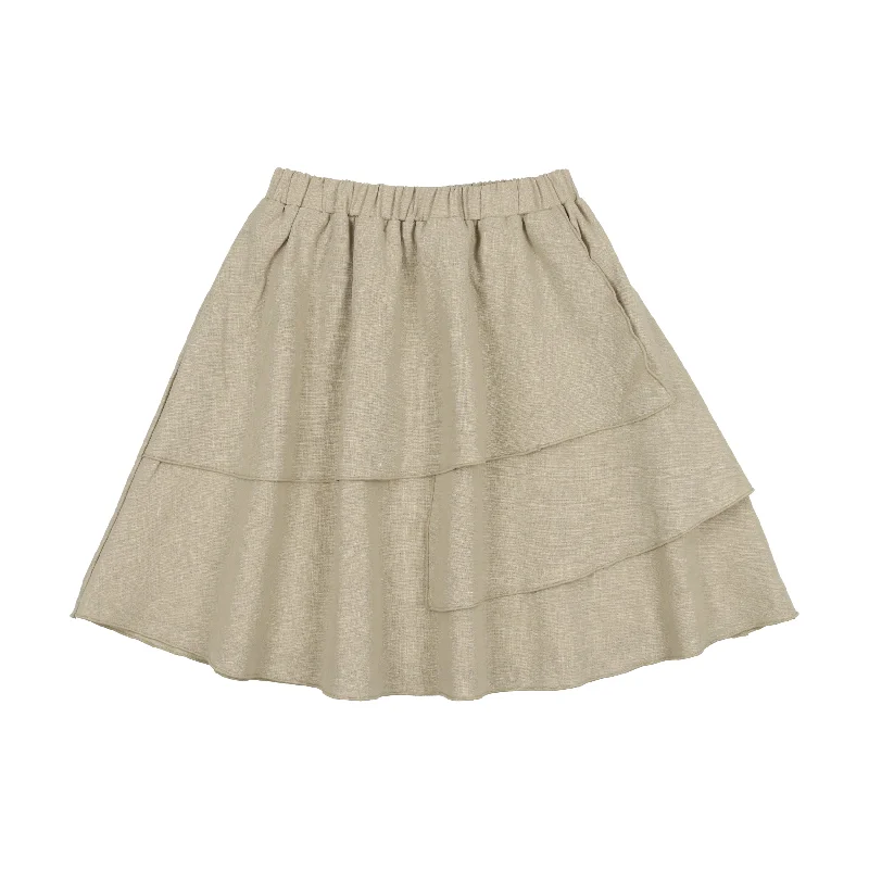 women's affordable velvet skirtsAnalogie Linen Layered Skirt - Light Green