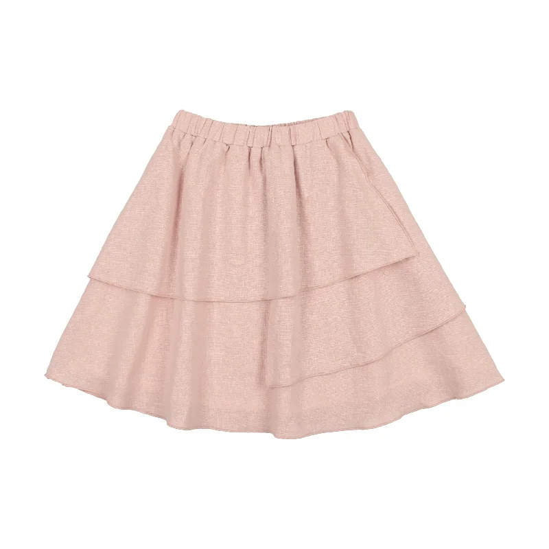 women's classic chiffon skirtsAnalogie Linen Layered Skirt - Pink