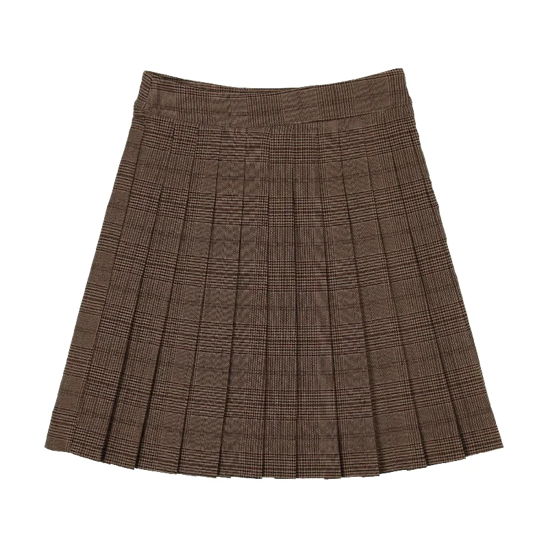 women's tiered skirtsAnalogie Pleated Skirt - Brown Plaid