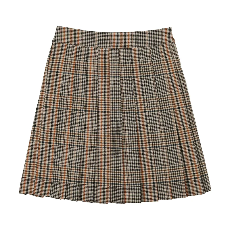 women's circle skirtsAnalogie Pleated Skirt - Navy/Ecru Plaid