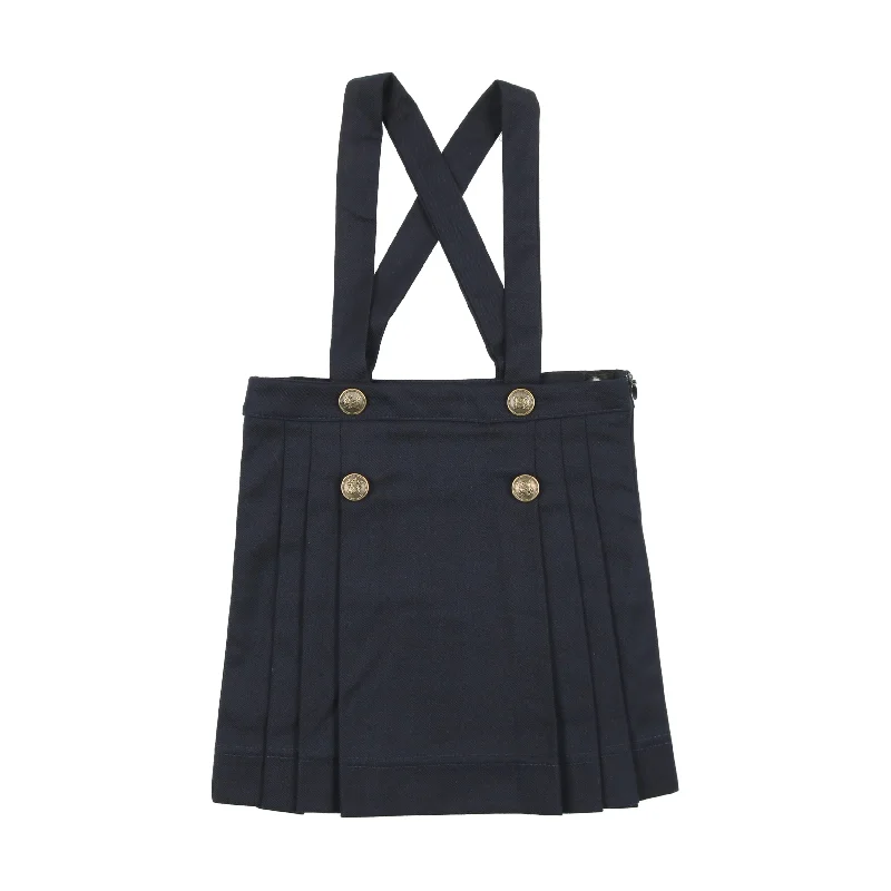 women's circle skirtsAnalogie Pleated Suspender Skirt - Navy