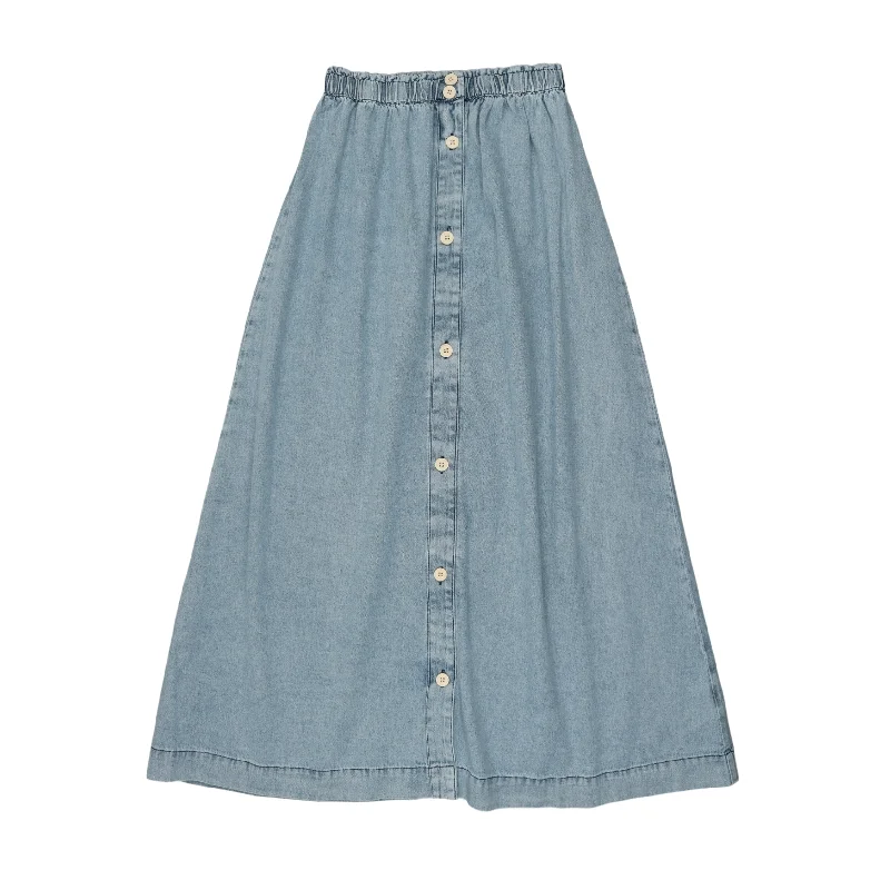 women's lace-up skirtsAnalogie Stonewash Long Button Down Skirt  - Stonewash