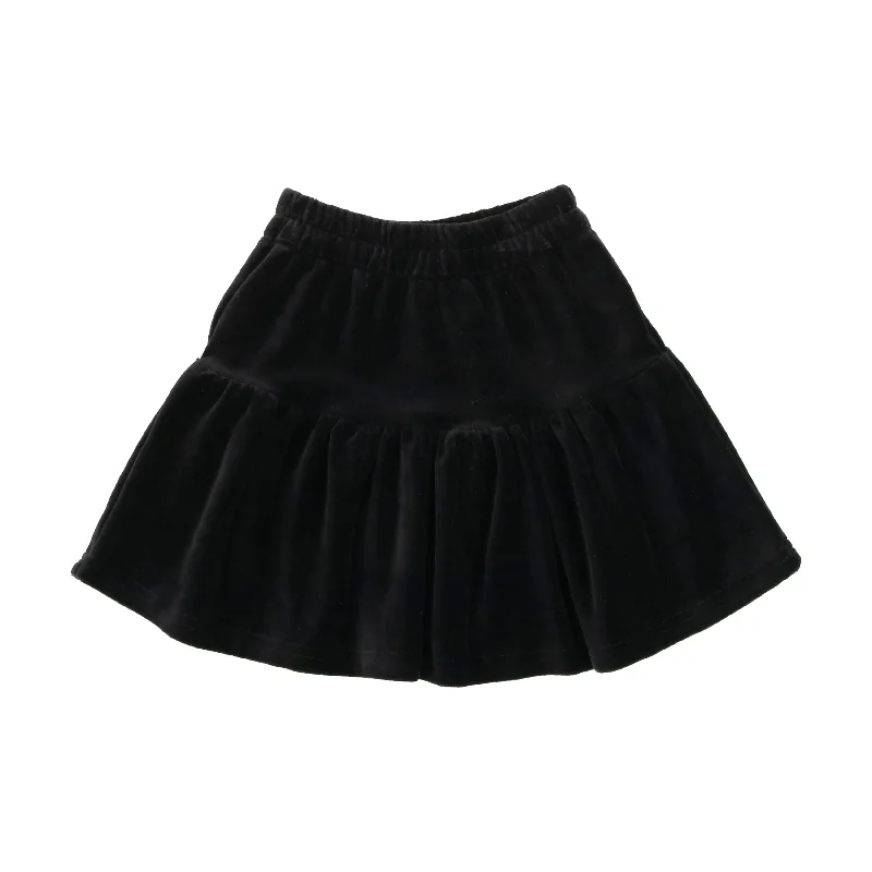 women's A-line skirtsAnalogie Velour Tiered Skirt - Black