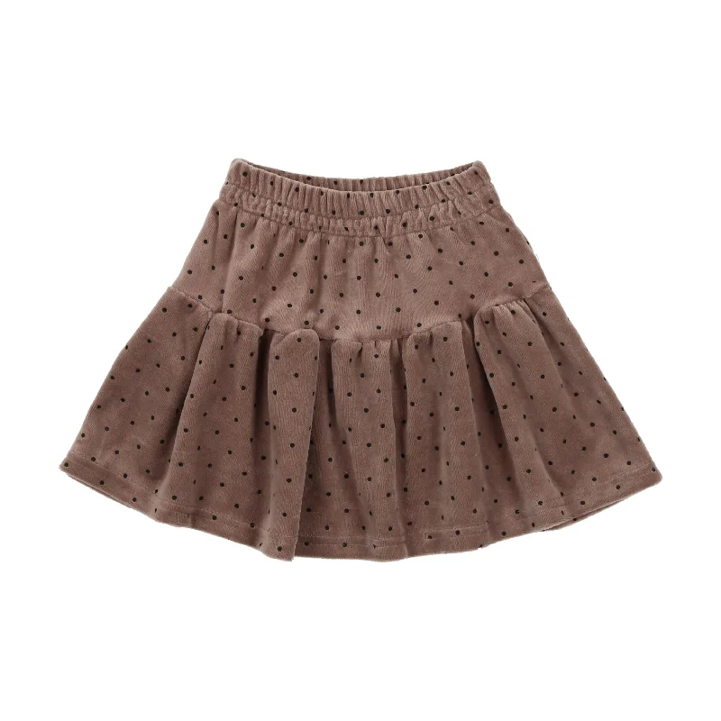 women's mini skirtsAnalogie Velour Tiered Skirt - Dotted Taupe