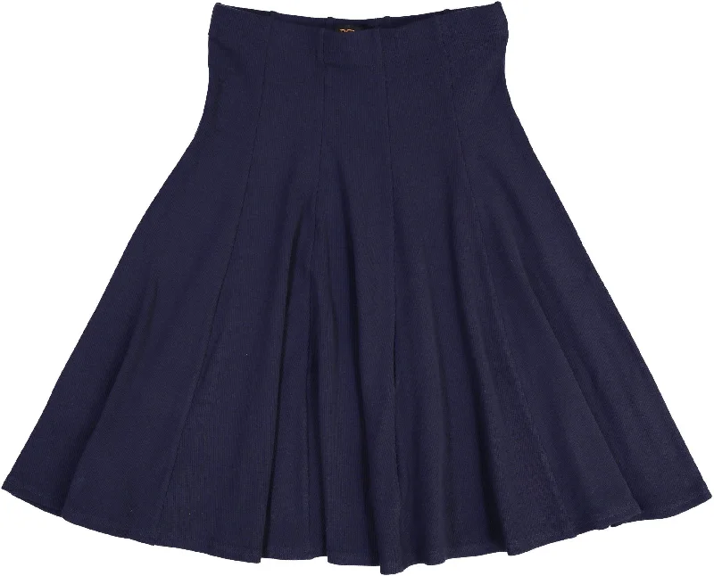 women's flowy skirtsBGDK Ladies Ribbed Panel Skirt - Navy BK1610A