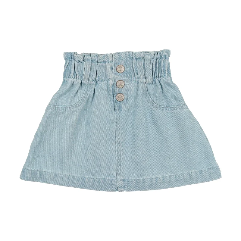 women's lace A-line skirtsLil Legs Denim Paperbag Skirt - Light Wash