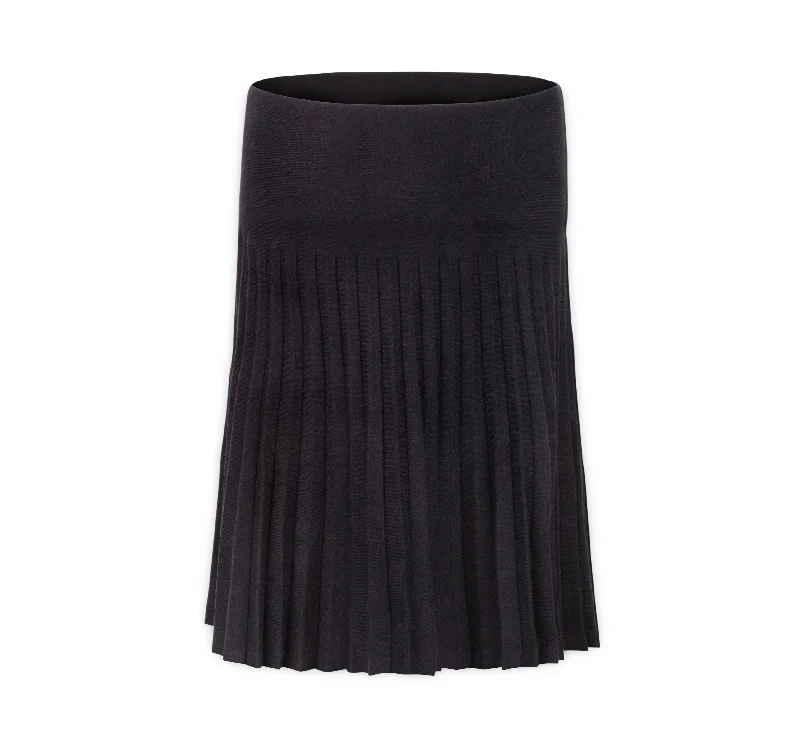 women's lightweight linen skirts for warm weatherMia Mod Ladies Year Round Pleated Skirt - Black