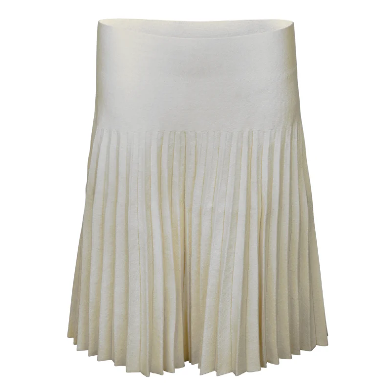 women's knitted mini skirts for casual wearMia Mod Ladies Year Round Pleated Skirt - Cream