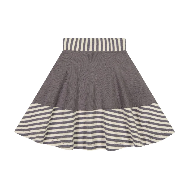 women's casual high-slit skirtsTeela Rib Stripe Girl's Skirt - Gray