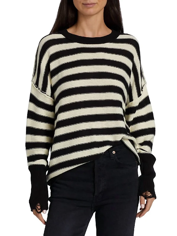 Dressy SweatersAnabelle Sweater In Black Cream Stripe