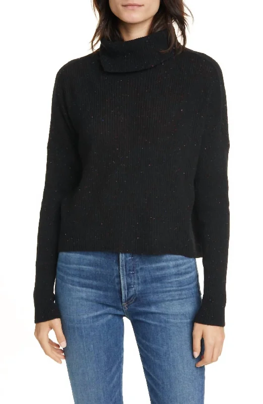 Wholesale SweatersBeatrice Rib Nep Cashmere Turtleneck Sweater In Black