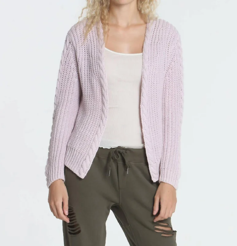 Flannel Knitted Crewneck SweatersCool Days Cardigan In Faded Pink