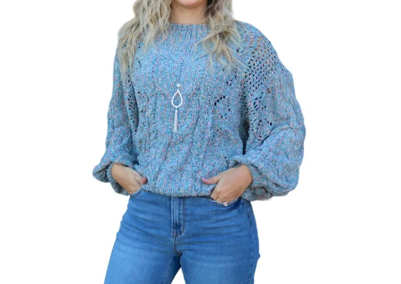 Embellished SweatersCrisp Feeling Sweater In Aqua Sky