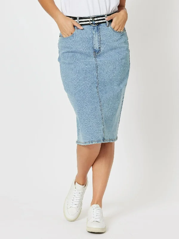 women's fair-trade solid-color skirtsDenim Skirt - Denim