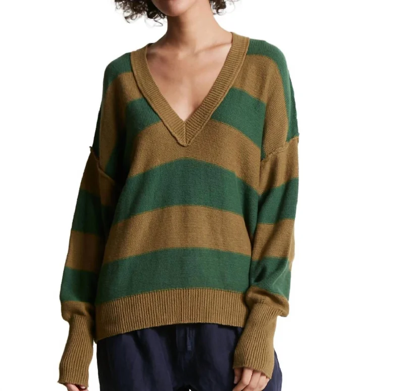 High-Quality Wool SweatersGracie Sweater In Juniper/camo Stripe