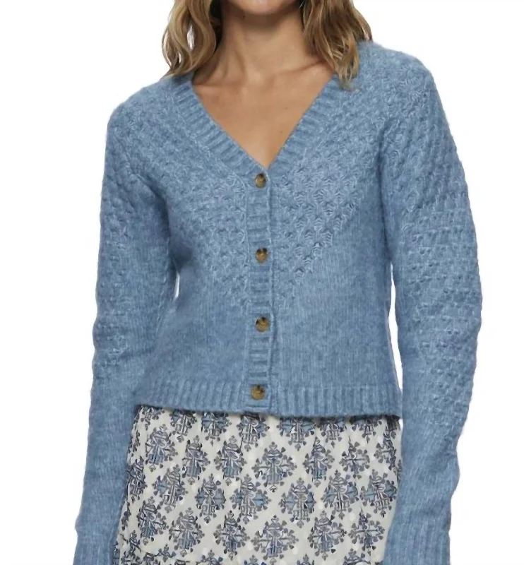 Fitted High-Quality Wool SweatersLottie Button Up In Dusty Blue