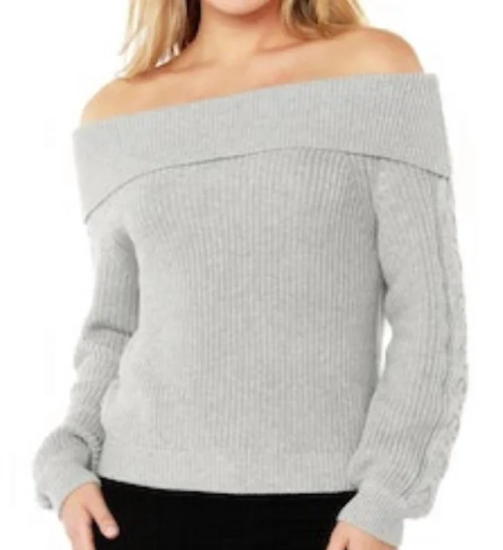 Extra-Large SweatersOff The Shoulder Top In Heather Grey