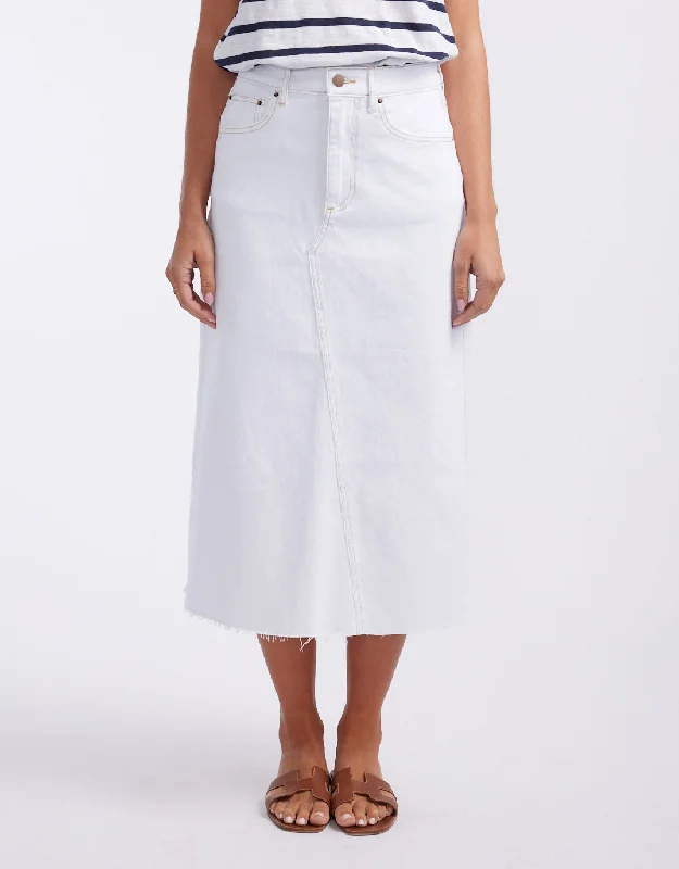 women's business skirtsSaskia Denim Skirt - White