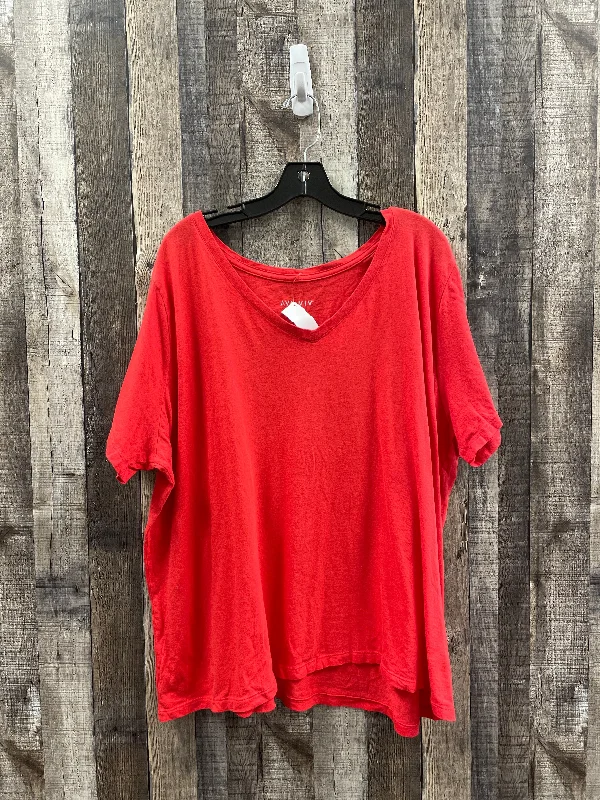 women's tops for those who want to stay cool and chic during warmer weatherTop Short Sleeve Basic By Ava & Viv In Red, Size: 2x