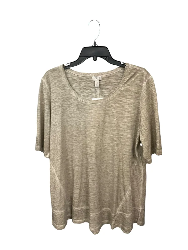 women's tops for picnics in the parkTop Short Sleeve Basic By Logo In Tan, Size: L