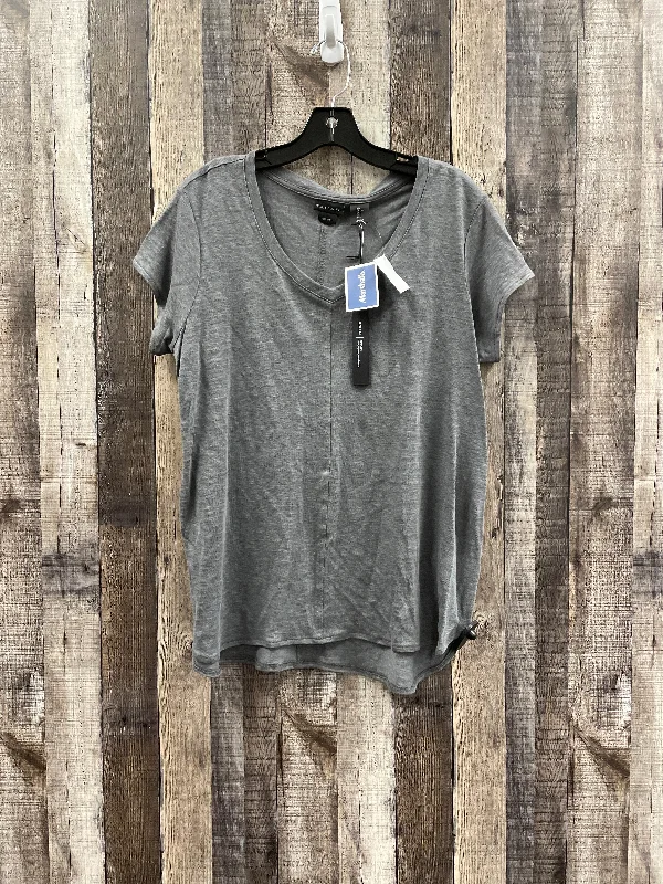 women's tops for those who want to add a bit of flair and personality to their looksTop Short Sleeve Basic By Tahari By Arthur Levine In Grey, Size: L