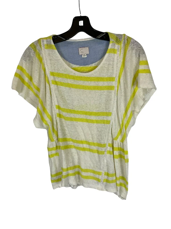 women's tops with embroidery detailsTop Short Sleeve By Anthropologie In Yellow, Size: Xs